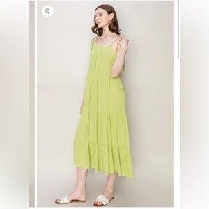 NEW Boutique Boho Tassel Dress Matcha Green Medium